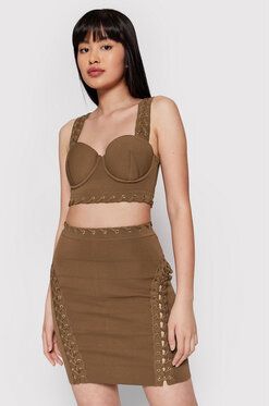 Elisabetta Franchi Top TK-37B-22E2-V290 Hnedá Regular Fit