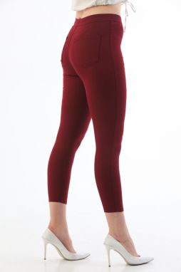 BİKELİFE Claret Red Plus Size High Waist Lycra Gabardine Leggings Trousers.