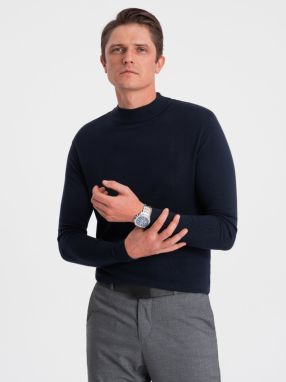 Ombre Men's knitted half-golf with viscose - navy blue