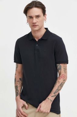Polo tričko Hollister Co. pánsky, čierna farba, jednofarebný