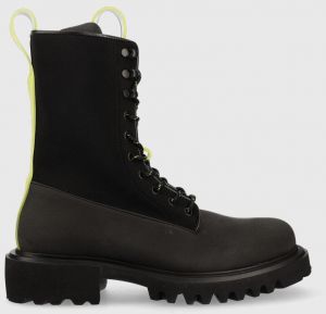 Členkové topánky Palladium x Rains 22610 Show Combat Boot Neopren 22610.01-01.Black, 22610 Show Combat Boot Neopren pánske, čierna farba