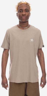 Bavlnené tričko Alpha Industries Basic T Small Logo 188505.679-beige, béžová farba, jednofarebný