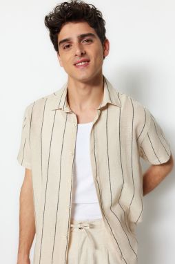 Trendyol Limited Edition Black Regular Fit Striped Textured Summer Shirt