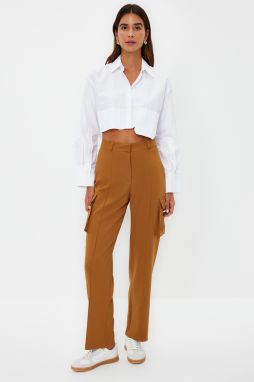 Trendyol Brown Cargo Straight/Straight Fit Woven Double Pocket Woven Trousers