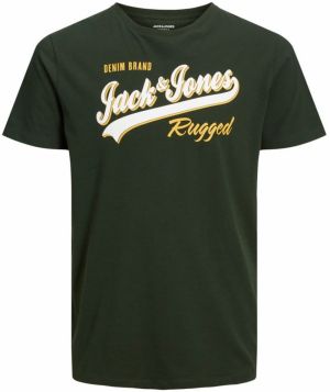 Jack & Jones Plus Tričko  žltá / tmavozelená / biela