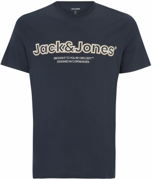 Jack & Jones Plus Tričko 'LAKEWOOD'  tmavomodrá / sivobéžová / biela