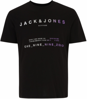 Jack & Jones Plus Tričko 'RIOT'  fialová / čierna / biela