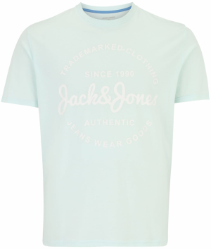 Jack & Jones Plus Tričko 'FOREST'  tyrkysová / biela