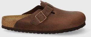 Kožené šľapky Birkenstock Boston SFB pánske, hnedá farba, 159711