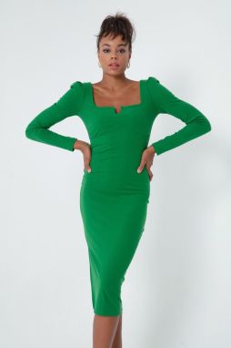 Lafaba Women's Green Slit Knit Dress