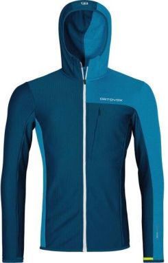 ORTOVOX FLEECE LIGHT GRID HOODED JKT M Pánska mikina so zapínaním po celej dĺžke, tmavo modrá, veľkosť