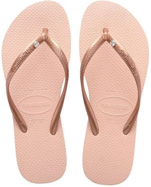 Žabky Havaianas SLIM CRYSTAL SW II dámske, ružová farba, na plochom podpätku, 4145651.0076