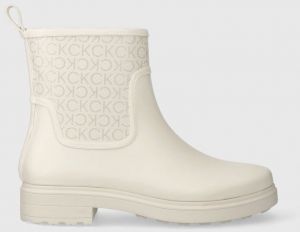 Gumáky Calvin Klein ESS RAINBOOT-EPI MONO MIX dámske, béžová farba, HW0HW01695