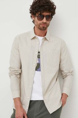 Bavlnená košeľa Pepe Jeans Chester pánska, béžová farba, slim, s klasickým golierom