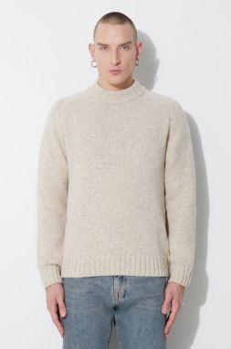 Vlnený sveter Universal Works Vincent Turtle Neck 29472, pánsky, béžová farba, teplý