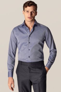 Košeľa Eton pánska, tmavomodrá farba, slim, s klasickým golierom