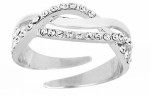 Blancheporte Strieborný zapletaný prsteň s krištáľmi 