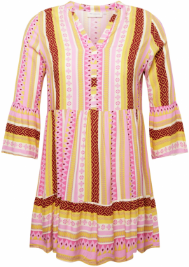 ONLY Carmakoma Košeľové šaty 'Marrakesh'  žltá / ružová / krvavo červená / biela