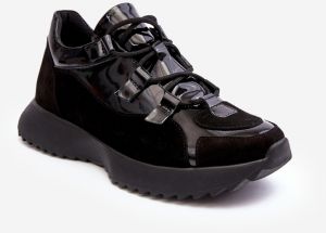 Leather Patented Women's Sports Shoes Zazoo Black
