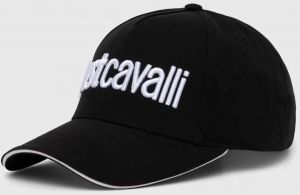 Bavlnená šiltovka Just Cavalli čierna farba, s nášivkou, 76QAZK30 ZG192