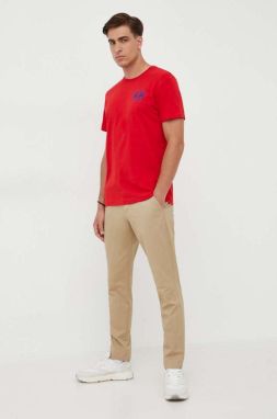 Bavlnené tričko La Martina červená farba, s nášivkou