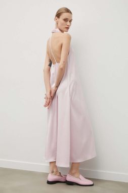 Šaty Samsoe Samsoe SACILLE ružová farba, maxi, áčkový strih, F10000036