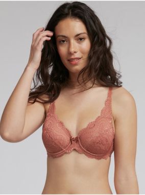 Tehlová dámska čipkovaná podprsenka Playtex FLOWER ELEGANCE - UNDERWIRE BRA