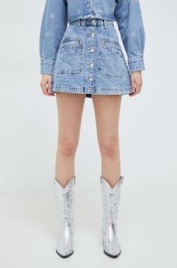 Rifľová sukňa Moschino Jeans mini, áčkový strih
