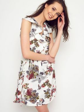 Dress tied with a floral pattern white