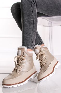 Béžové zateplené členkové šnurovacie topánky Reilu MS