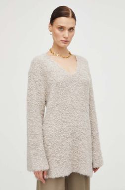 Vlnený sveter By Malene Birger dámsky, béžová farba, teplý