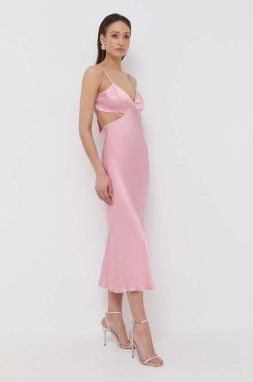 Šaty Bardot ružová farba, maxi, rovný strih