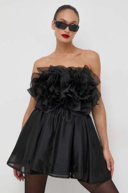 Šaty Bardot čierna farba, mini, áčkový strih