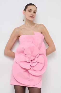 Šaty Bardot ružová farba, mini, rovný strih
