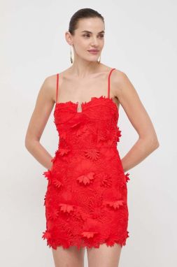 Šaty Bardot červená farba, mini, priliehavá