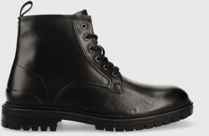 Kožená obuv Pepe Jeans Ned Boot Relief pánske, čierna farba