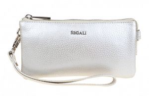 SEGALI Dámska crossbody kožená kabelka 8003 Silver