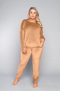 Women's Juga set, long sleeves, long trousers - camel