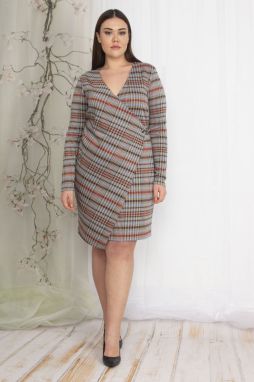 Şans Women's Plus Size Beige Lined Double Breasted Dress