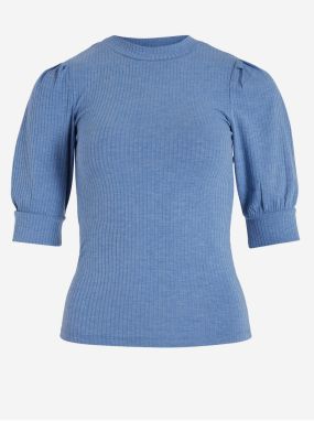 Blue Women's Ribbed T-Shirt VILA Felia - Ladies