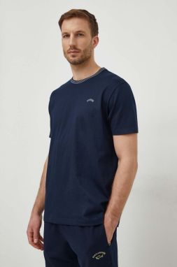 Bavlnené tričko Paul&Shark pánsky, tmavomodrá farba, s potlačou, 24411027