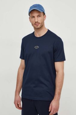 Bavlnené tričko Paul&Shark pánsky, tmavomodrá farba, s potlačou, 24411033