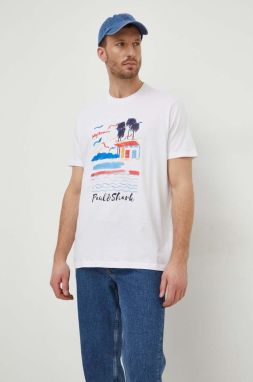 Bavlnené tričko Paul&Shark pánsky, biela farba, s potlačou, 24411109