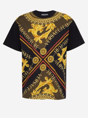 Black Mens Patterned T-Shirt Versace Jeans Couture - Men