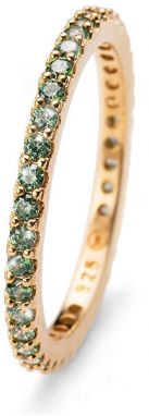 Oliver Weber Pozlátený strieborný prsteň so zelenými kryštály Jolie 63225G GRE S (49 - 52 mm)