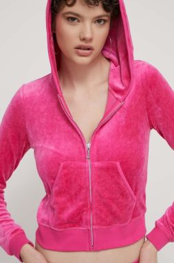 Mikina Juicy Couture dámska, ružová farba, s kapucňou, s nášivkou