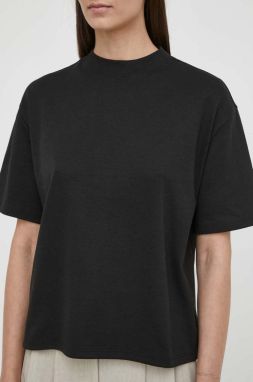 Bavlnené tričko Theory dámsky, čierna farba