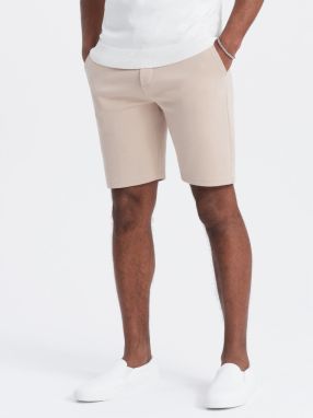 Ombre Men's structured knit shorts with chino pockets - beige