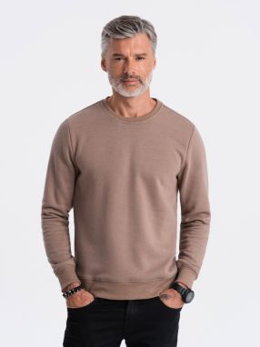 Ombre BASIC men's hoodless sweatshirt - light brown