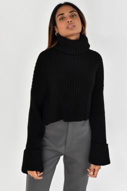 Madmext Mad Girls Black Turtleneck Sweater